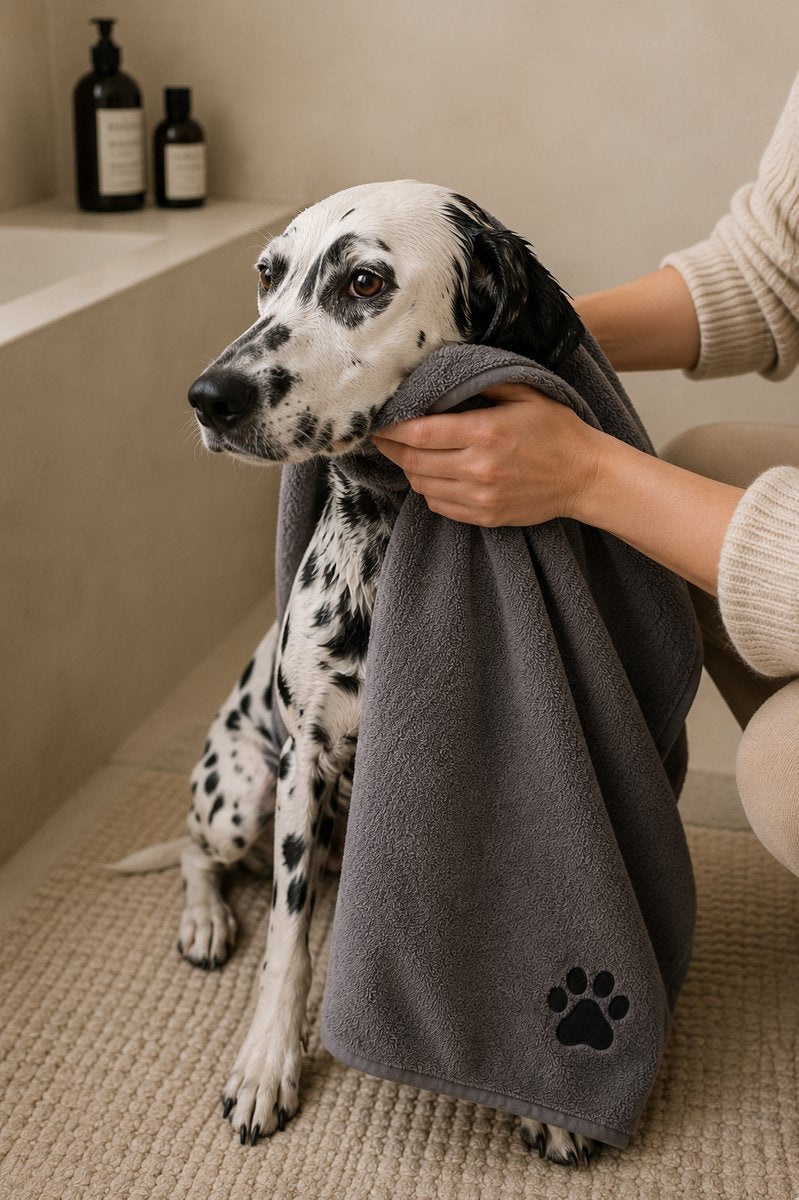 Microvezel handdoek - 140x70cm - Grijs - Voor honden - Sneldrogend-extra groot-dog