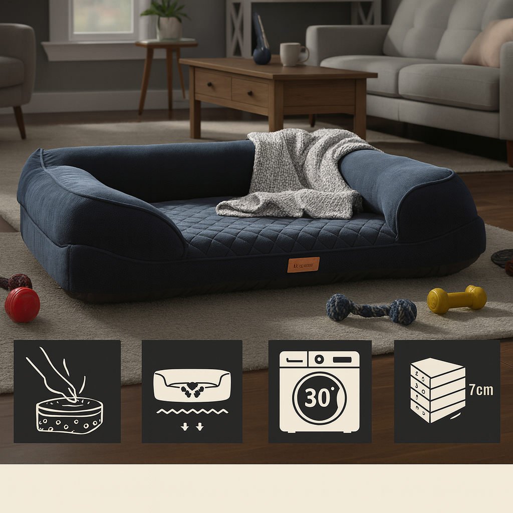 Orthopedisch hondenbed (m) 80x65 x19  7 cm dik wasbaar & antislip